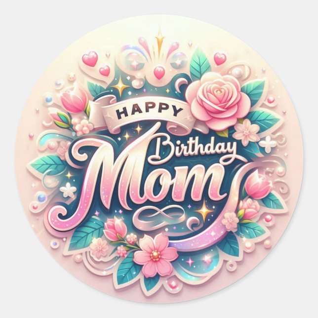 Cute Birthday Sticker for Mum  (Front)