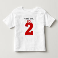 Cute Birthday Tee for Two Year Old Fun Red Number