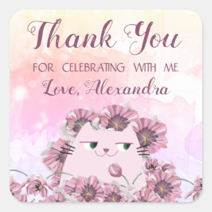 Cute Birthday Thank You Square Sticker
