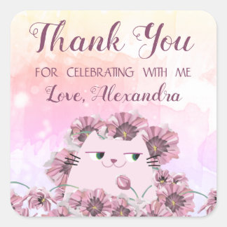 Cute Birthday Thank You Square Sticker