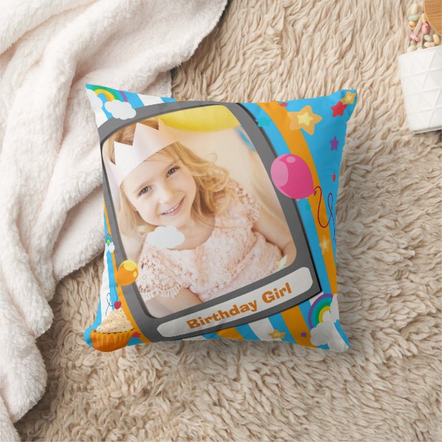 Cute  Birthday Throw Pillow For Kids (Blanket)