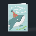 Cute Birthday Whale in Party hat for Grandson Card<br><div class="desc">Cute illustrated whale design</div>