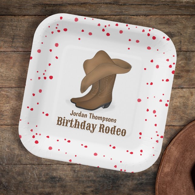 Cute Birthday Whimsical Cowboy Rodeo Simple Paper Plate (Creator Uploaded)