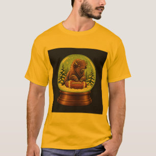 Cute Bison Snow Globe Football T-Shirt