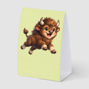 Cute Bison with Big Eyes Happy Wildlife Cartoon
