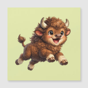 Cute Bison with Big Eyes Happy Wildlife Cartoon