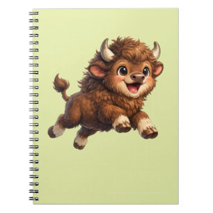 Cute Bison with Big Eyes Happy Wildlife Cartoon Notebook