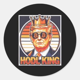Cute Bitcoin King Trump Crypto Shades Future Of Mo Classic Round Sticker