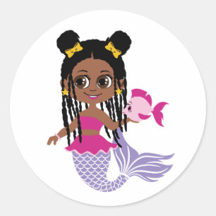 Cute Black African American Mermaid Girl Sticker