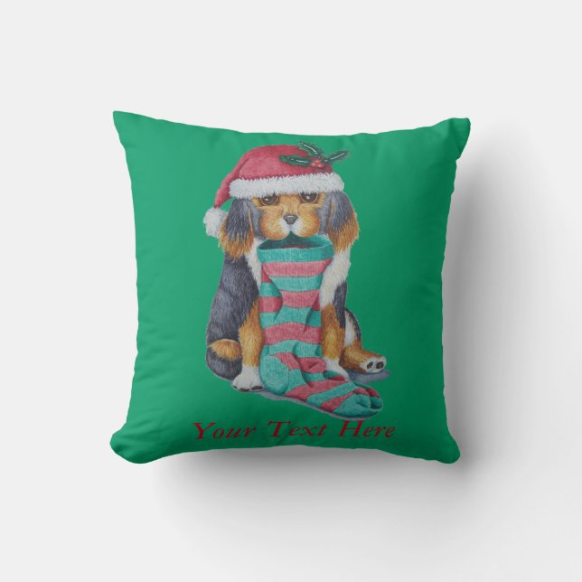 cute black and brown puppy dog for christmas cushion (Front)