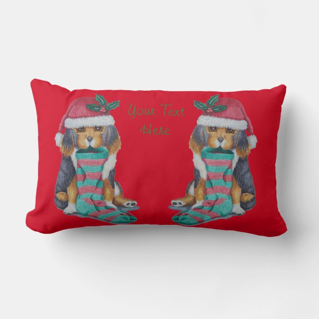 cute black and brown puppy dog for christmas lumbar cushion (Front)