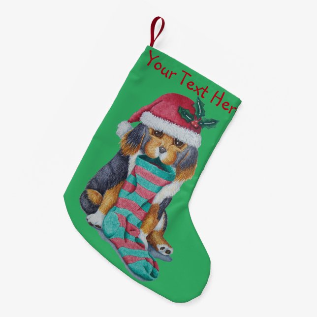 cute black and brown puppy with stocking christmas (Front (Hanging))