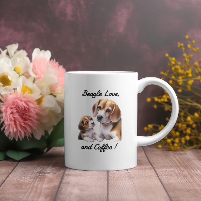 Cute Black and Browns Beagle Love Coffee Mug (Creator Uploaded)