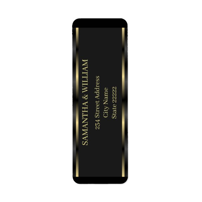 Cute Black And Gold Geometric Return Address Label (Front)