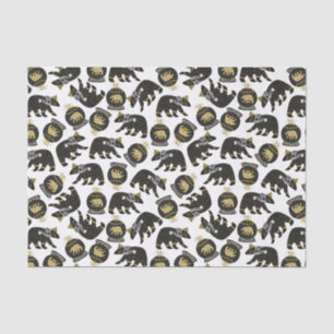 Cute Black and Gold Polar Bear Pattern Christmas Tissue Paper