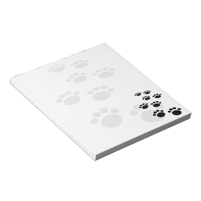 Cute Black And Grey Cartoon Pet Paw Trail  Post-it Notepad (Angled)
