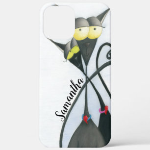 Cute Black and Grey Cat Cartoon iPhone 12 Pro Max Case