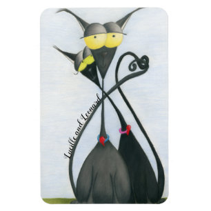 Cute Black and Grey Cat Cartoon Magnet