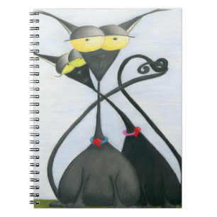 Cute Black and Grey Cat Cartoon Notebook