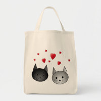 Cute Black and Grey Cats, with Hearts.
