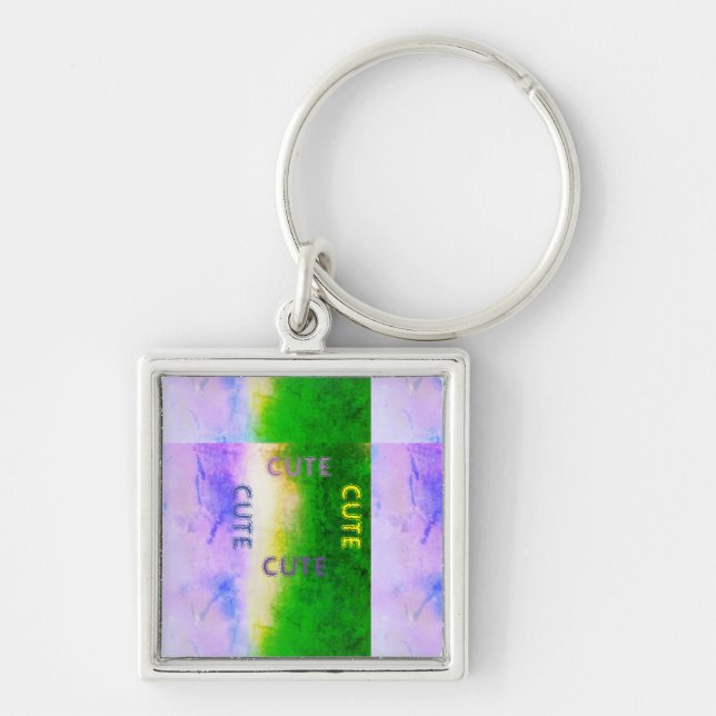 CUTE_ BLACK AND LIGHT   ( Green Purple Yellow )  Key Ring (Front)