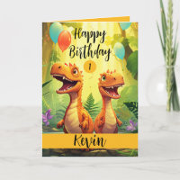 Cute Black and Orange Trex Balloon 1st Birthday