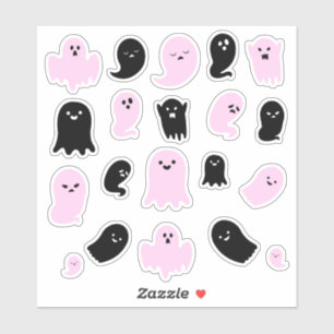 Cute black and pink ghosts