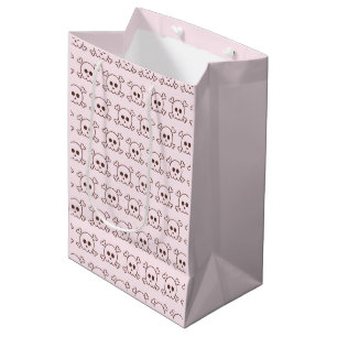 Cute Black and Pink Skulls Pink Halloween Medium Gift Bag