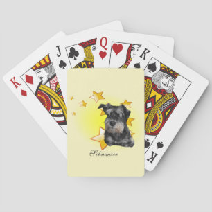 Cute Black and Silver Schnauzer is a Star   Playing Cards