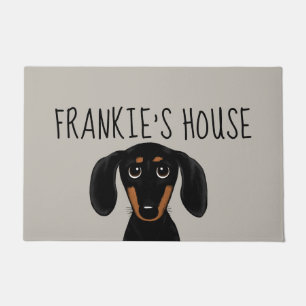 Cute Black and Tan Dachshund Funny Dog Custom Doormat