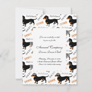Cute Black and Tan Dachshund Pattern Invitation