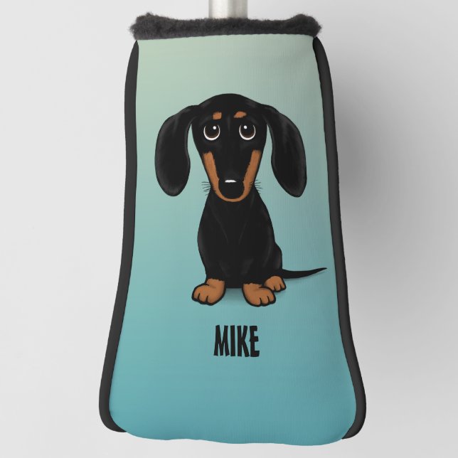 Cute Black and Tan Dachshund Wiener Dog Custom Golf Head Cover (Rotate 90)