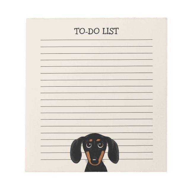 Cute Black and Tan Dachshund | Wiener Dog Lined Notepad (Front)
