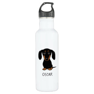 Cute Black and Tan Dachshund with Custom Text 710 Ml Water Bottle
