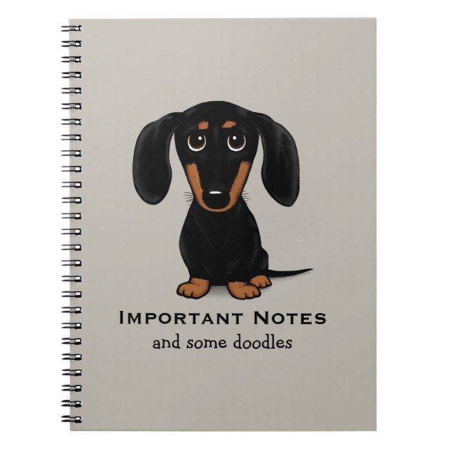 Cute Black and Tan Dachshund with Custom Text Notebook (Front)