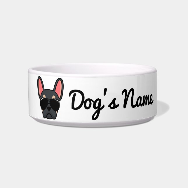 Cute Black and Tan French Bulldog Bowl (Front)
