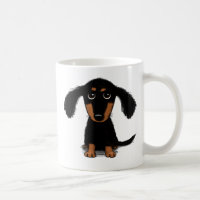 Cute Black and Tan Long Haired Dachshund Puppy Dog