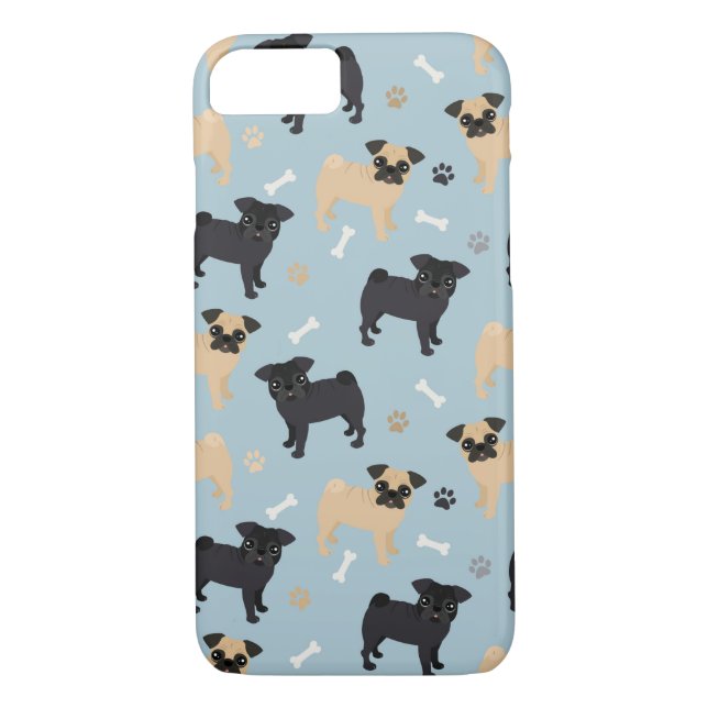 Cute Black and Tan Pugs Pattern Case-Mate iPhone Case (Back)