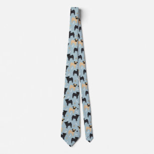 Cute Black and Tan Pugs Pattern Tie