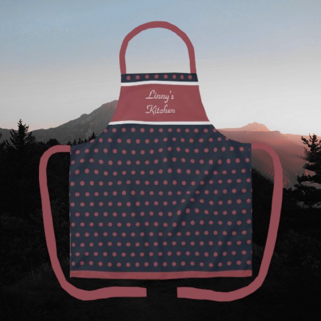 Cute Black and Terra Rosa Polka Dot Apron (Creator Uploaded)