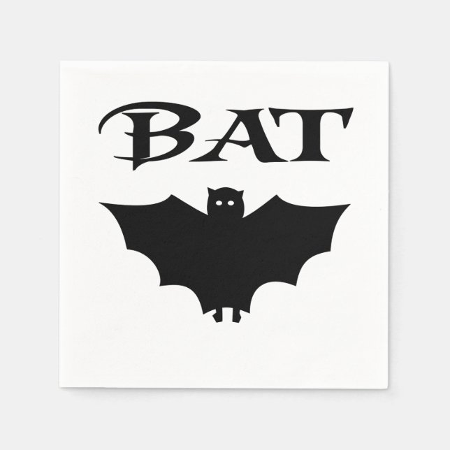 Cute Black And White Bat Halloween Napkin (Front)
