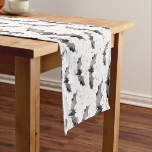 Cute Black and White Bats Halloween Holiday Short Table Runner