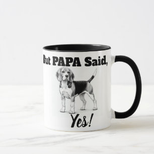 Cute Black and White Beagles Mug/ typography Mug