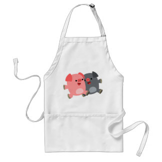 Cute Black and White Cartoon Pigs Apron