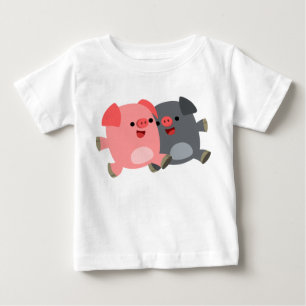 Cute Black and White Cartoon Pigs Baby T-Shirt