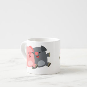 Cute Black and White Cartoon Pigs Espresso Mug