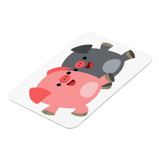 Cute Black and White Cartoon Pigs Flexible Magnet (Left Side)