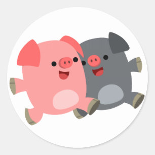 Cute Black and White Cartoon Pigs Sticker