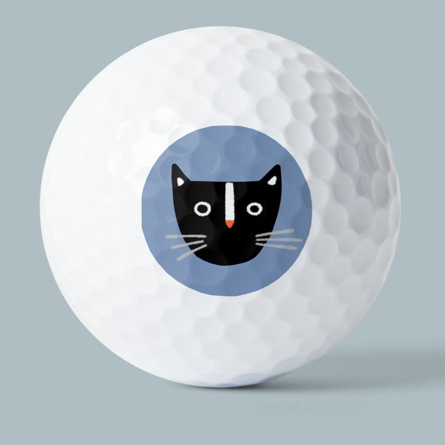 Cute Black and White Cat Golf Balls (Creator Uploaded)