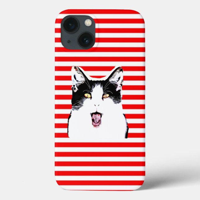 Cute black and white cat laughing Case-Mate iPhone case (Back)